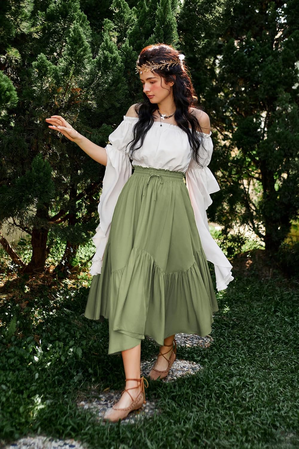 Scarlet Darkness Maxi Skirts for Women High Waist Renaissance Skirt Long Skirt with Pockets
