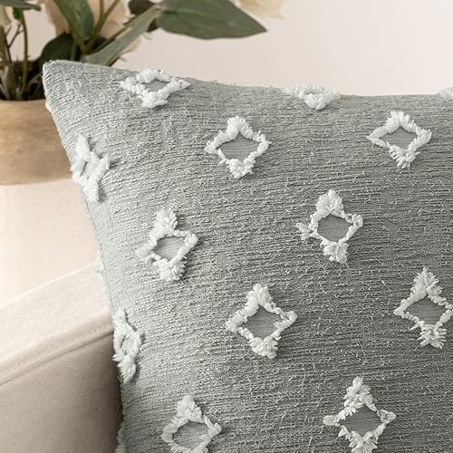 Miniatura 3 de MIULEE - Juego de 2 fundas de almohada decorativas para funda de cojín de jacquard de rombos, funda de cuadros suaves para sofá, cama, dormitorio y