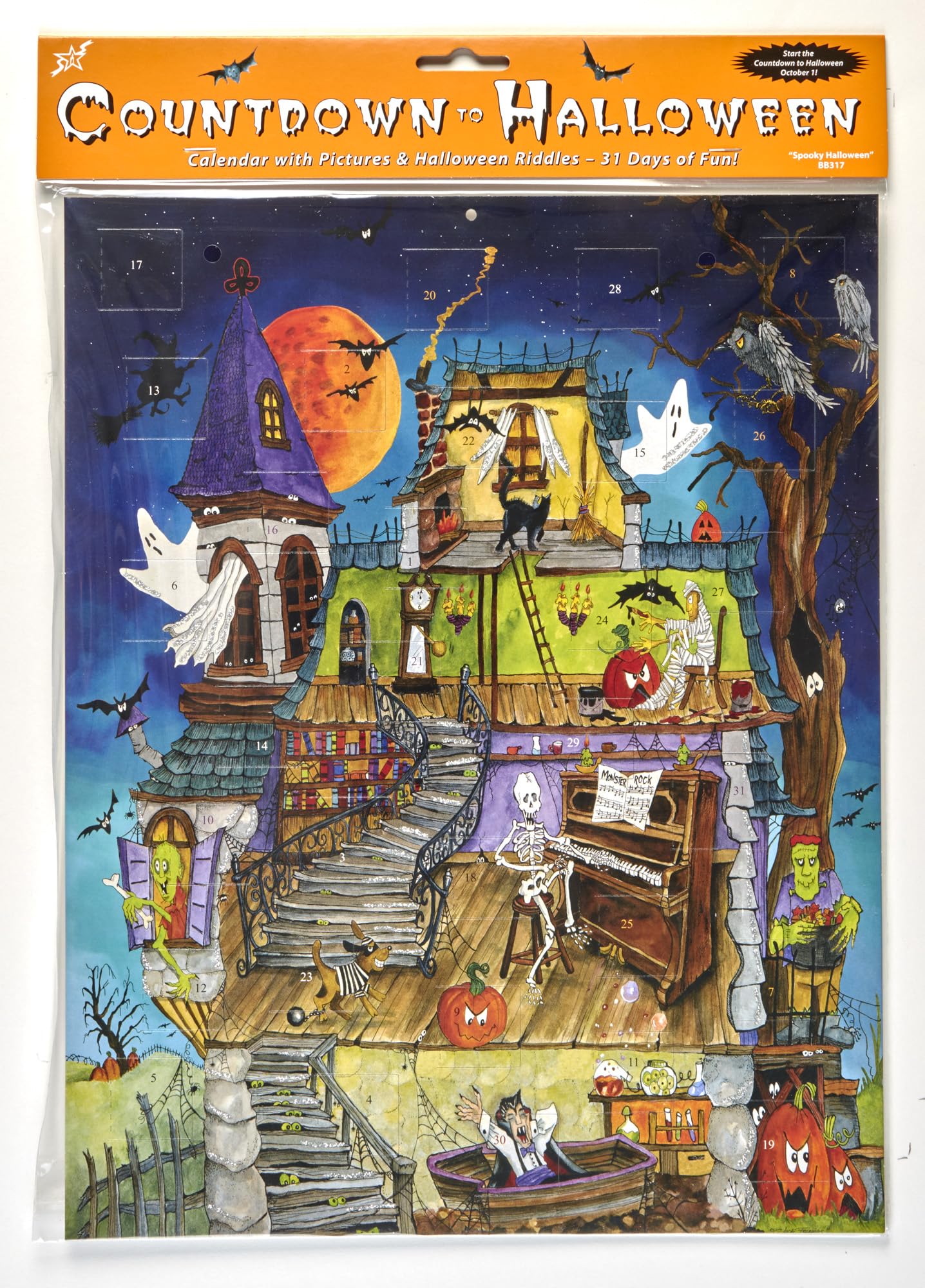 Countdown to Halloween Calendar 'Spooky Halloween' by Vermont Christmas Company - 31 Fun Halloween Riddles & Jokes