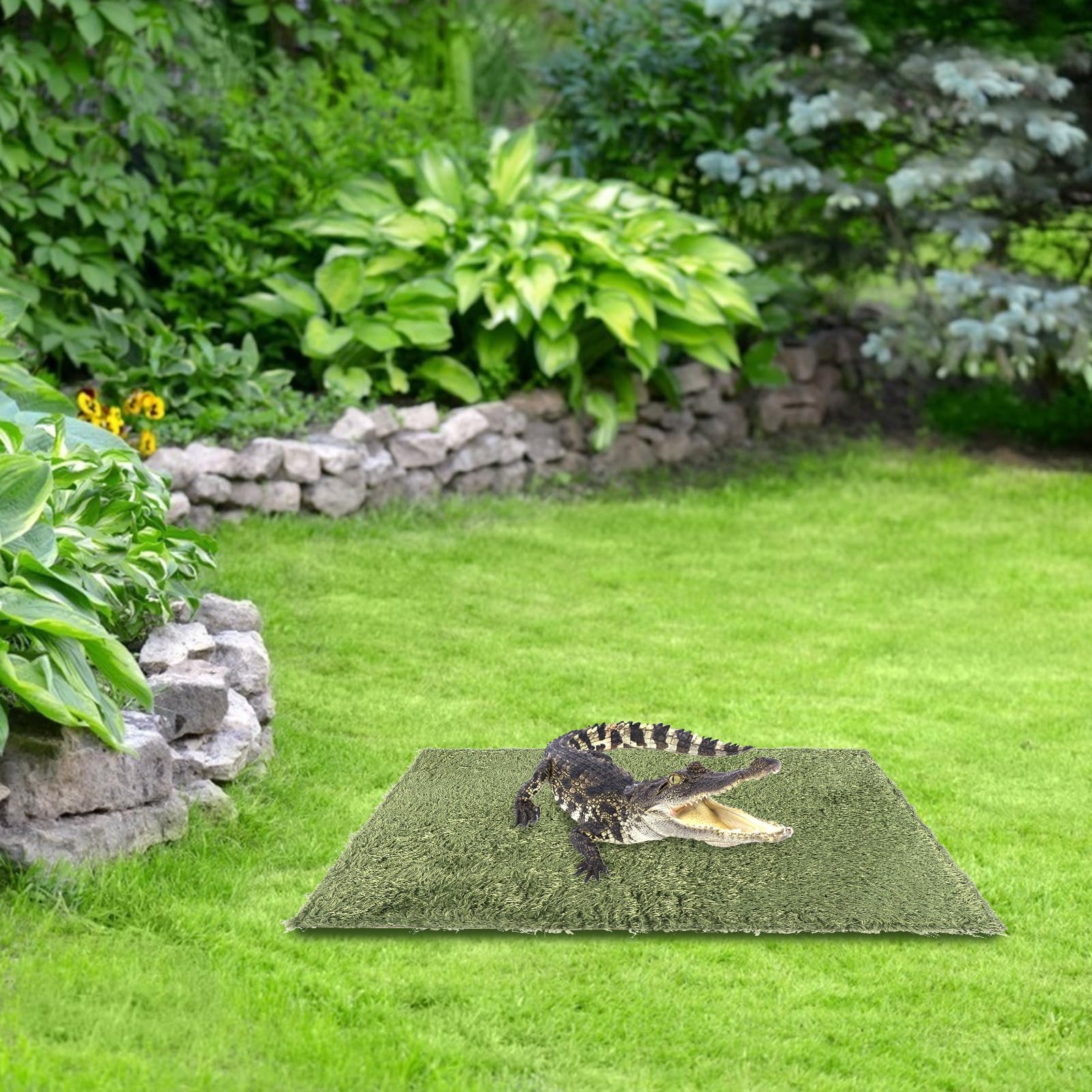 Lot de 2 Tapis pour Reptiles et Tortues en Coton Vert Imperméable Réutilisable