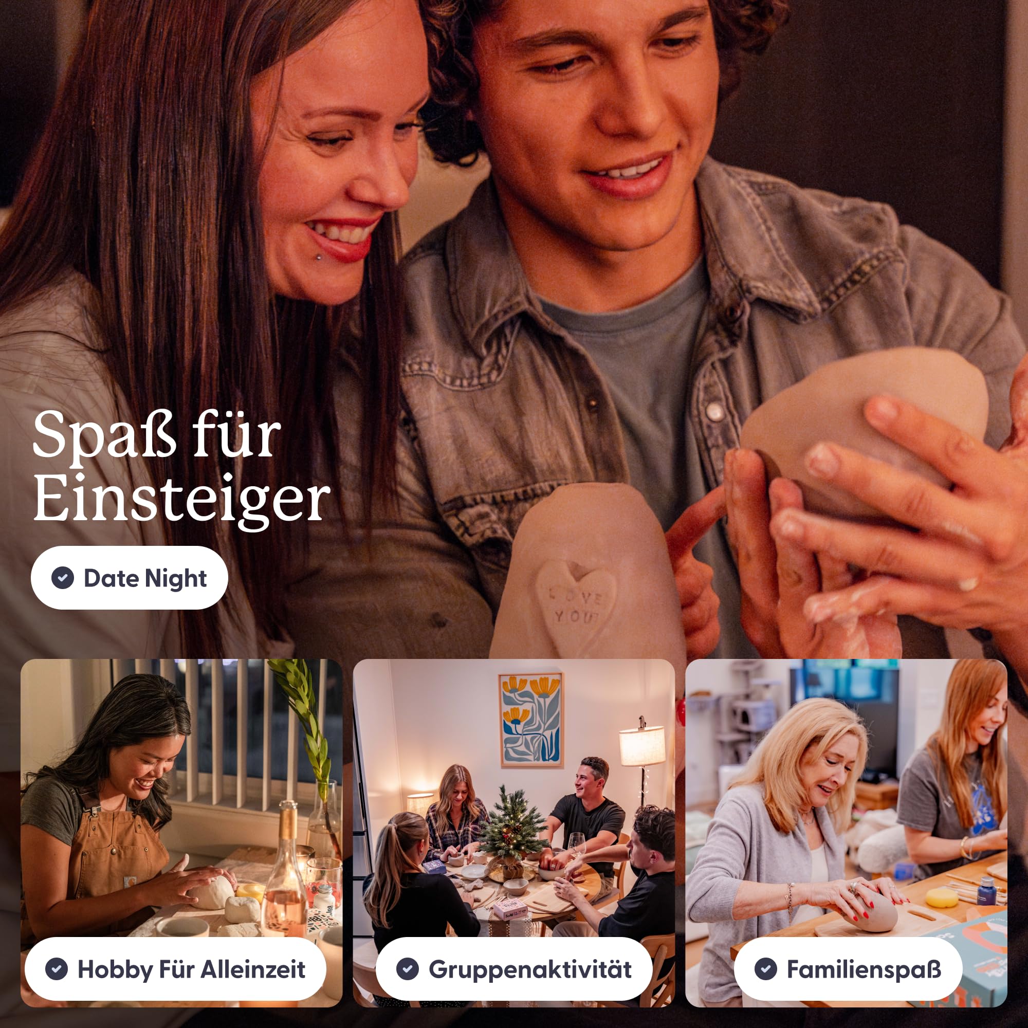 Sculpd – Das originale Töpfer-Set, Komplettes lufttrocknendes Ton-Set für Erwachsene, inklusive Modellierwerkzeugen, Lack, Pinseln, Anleitungen sowie Kunst & Bastelset, Glanzlack mit Pastelltönen
