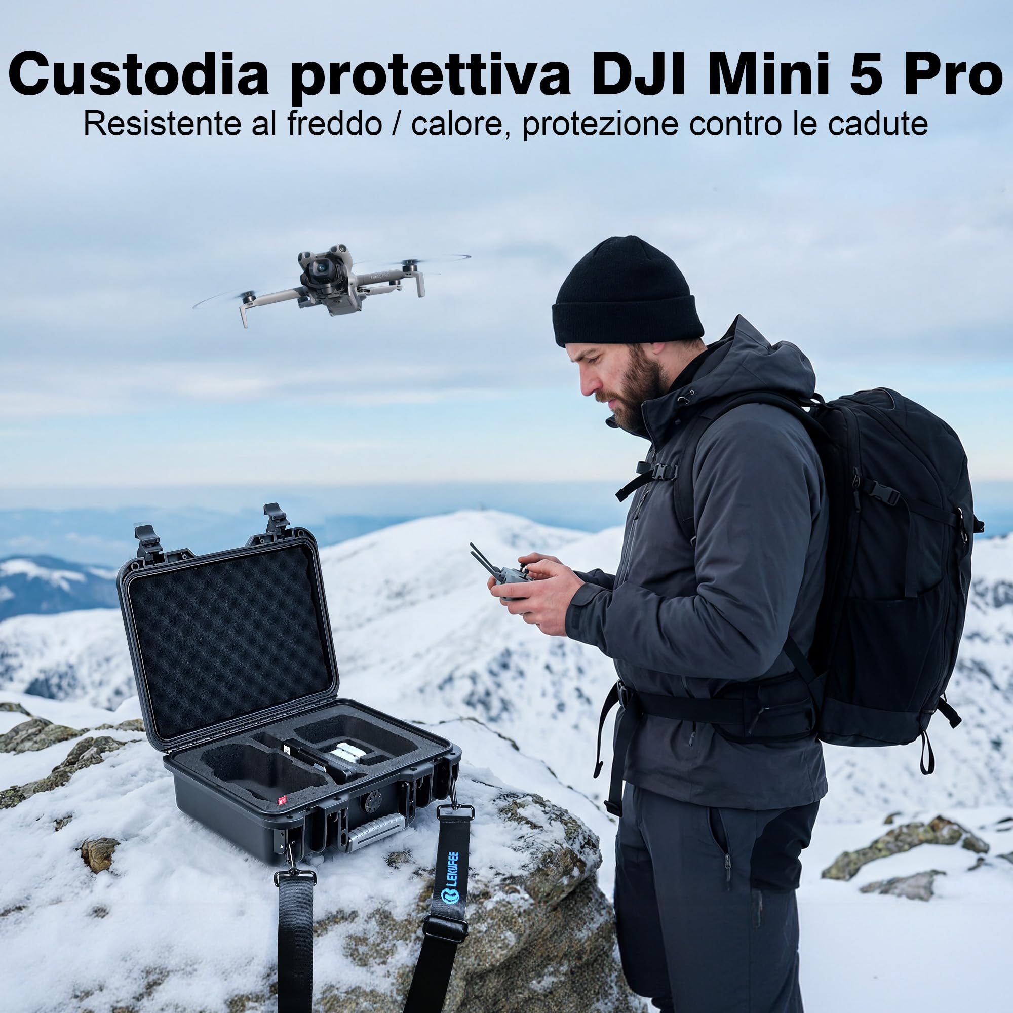 LEKUFEE Custodia Rigida Impermeabile per Trasporto per Drone DJI Lito X1,Lito 1,Mini 5 Pro/4 pro/Mini 3,DJI RC 2 / RC N3, e Accessori (Solo Custodia)