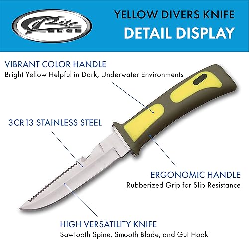 Miniatura 2 de SZCO Supplies Cuchillo de buceo (amarillo), 210424-YW, 9 pulgadas