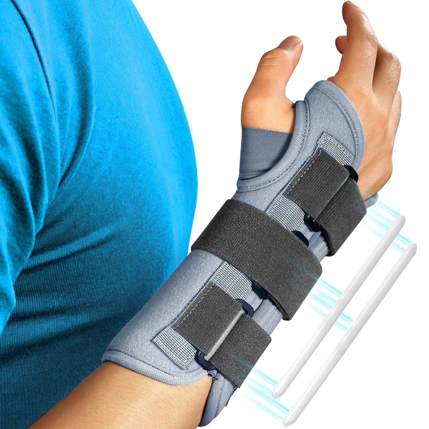 FEATOL Wrist Brace Splint Carpal Tunnel for Women Men, Night Wrist Sleep Support Brace, Right Hand, Small/Medium, Pain Relief for Sprain, Arthritis, Tendonitis