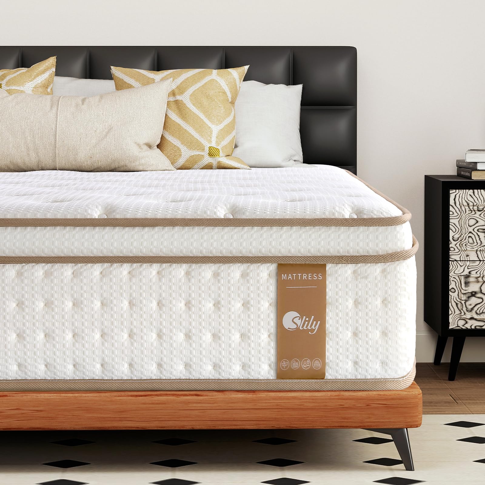 slily 12 Inch 4ft6 Double Mattress, Double Size Mattresses Memory Foam Pocket Sprung, 7-Zone Orthpaedic Mattress for Pressure Relief, Hybrid Mattress Medium Firm(135x190x30cm)