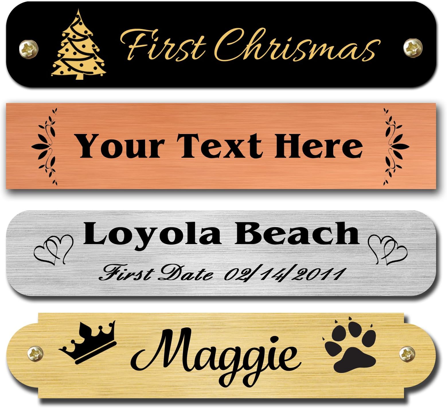 0.5" H x 2.5" W, Brass Nameplates, Personalized, Custom Engraved Tag, Name Plaque, Square or Round Corners Made in USA (Satin Copper)