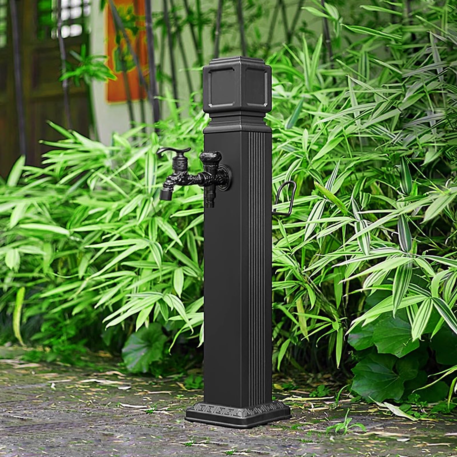 Colonna d'acqua da Giardino Indipendente, Fontana da Giardino Esterno, Colonna Acqua Giardino con Pistola a Spruzzo per Tubo Flessibile da 7,5 m e Gancio(74cm/29in)