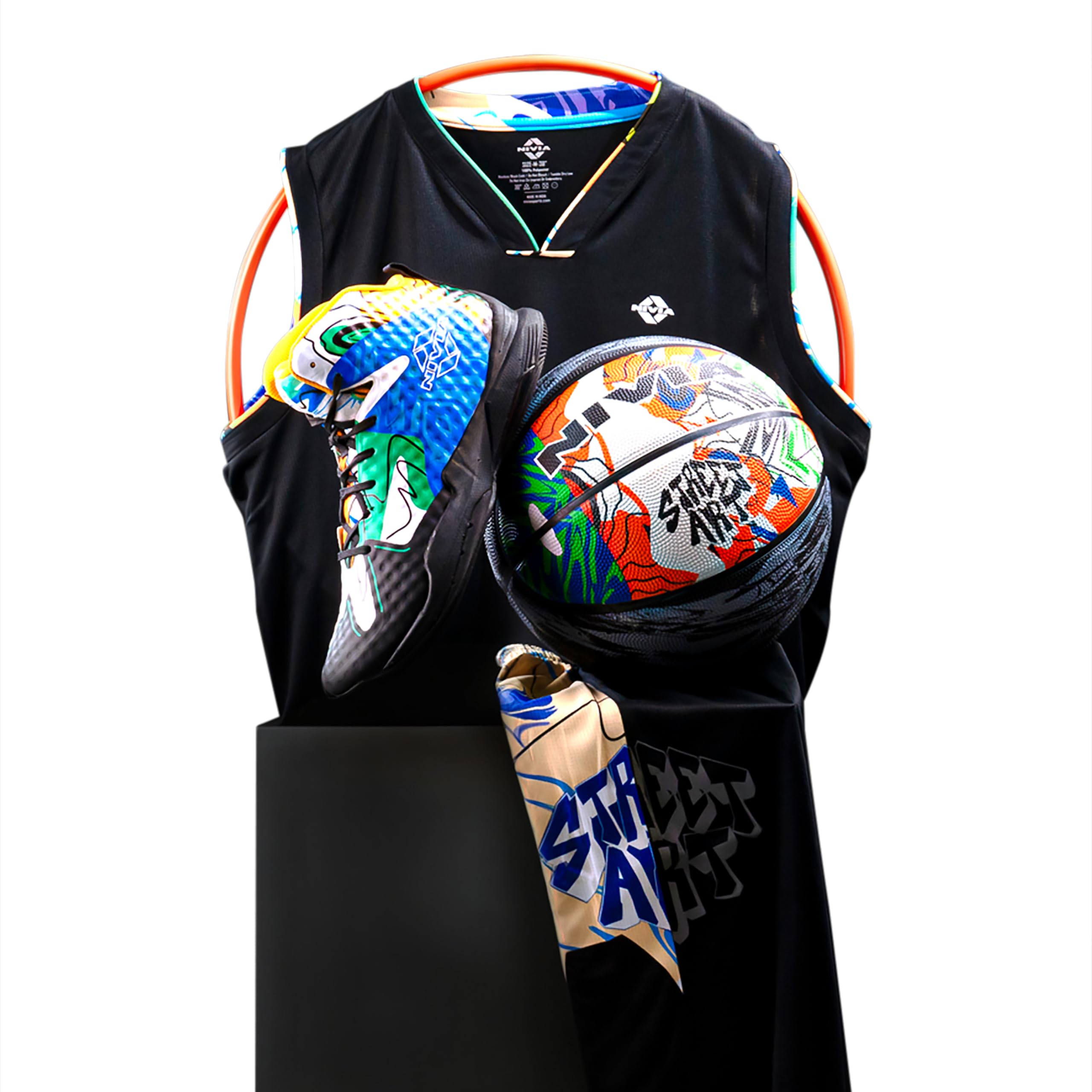 Nivia Street Art Combo Set (Street Art Basketball Jersey Set (Size-L); Street Art Basketball No.7; Street Art Basketball Shoes (Size-8))(Pack of 3) 3