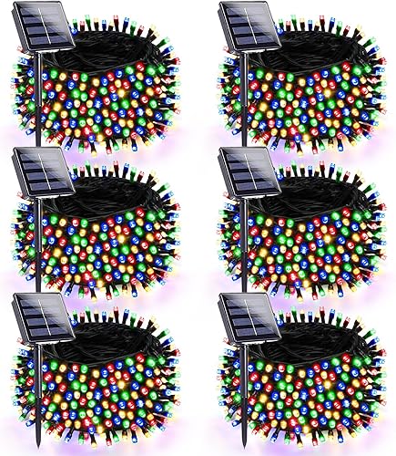 Miniatura 9 de Paquete de 4 luces solares de Halloween de 180 pies para exteriores, impermeables, 320 luces LED naranjas y moradas, cable verde, 8 modos, luces