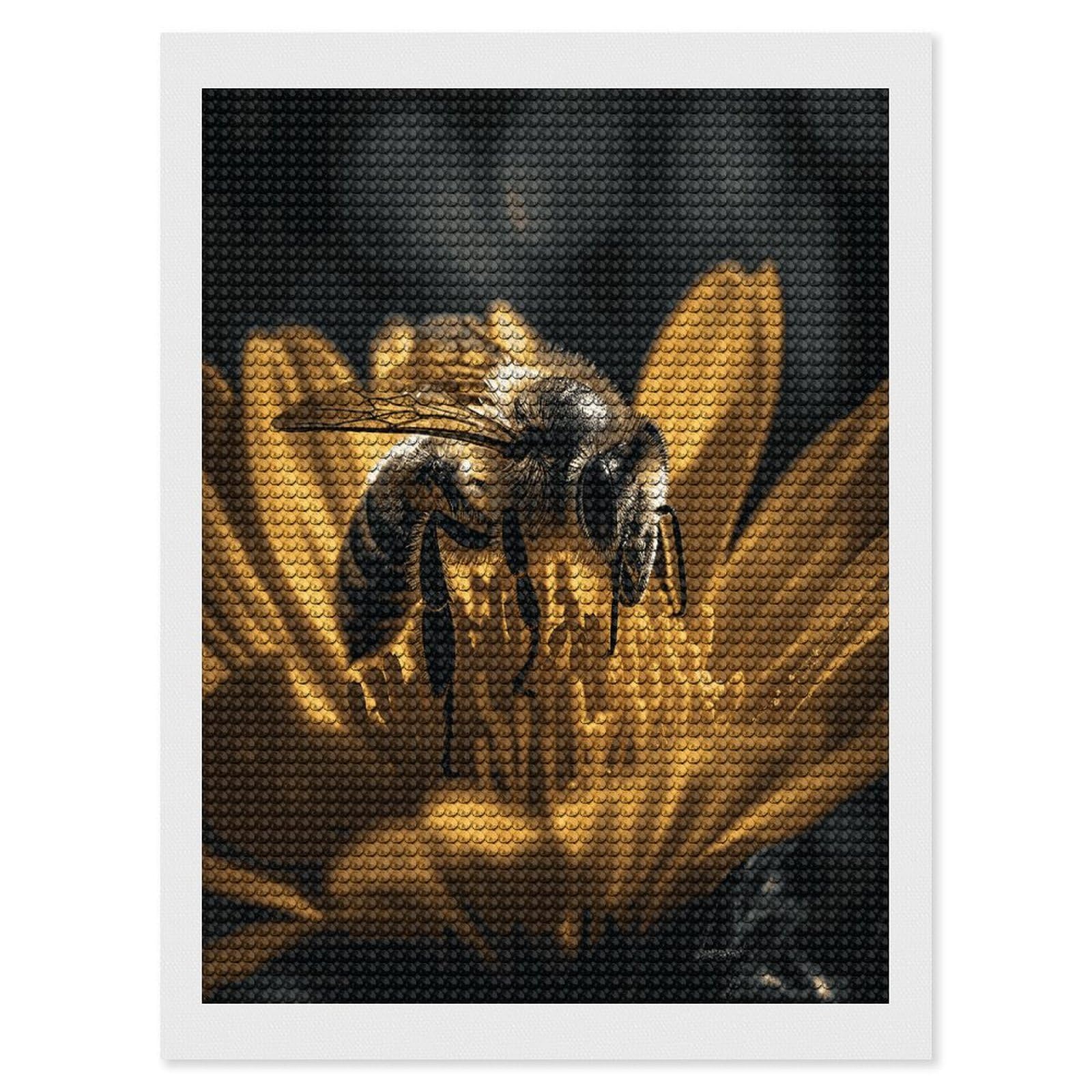 FekiLoot Serious Bee Diamond Art Kits for Adults Diamond Painting Kits for Beginners DIY Diamond Art Kits Round Full Drill Diamond Dot Gem Painting for Home Wall Decor Gift 12"x16"