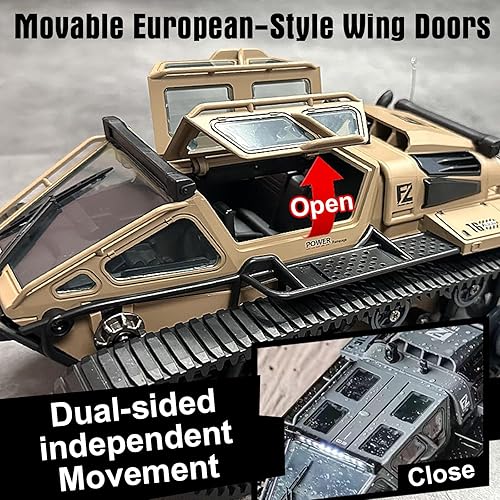 Miniatura 3 de XINGRUI Carro de control remoto a escala 112, tanque de control remoto militar todoterreno con 4WD, velocidad y dirección ajustables, 2 baterías y