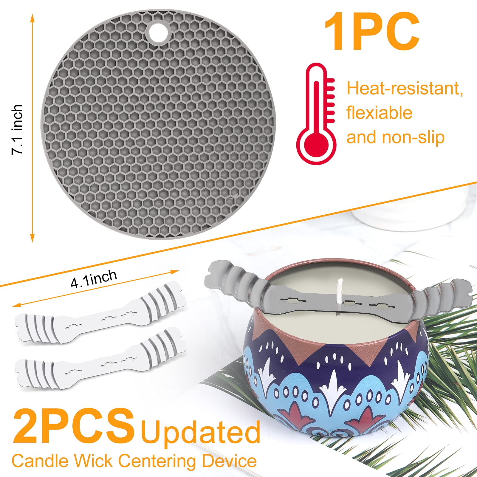 BBAXI Candle Making Pouring Pot, DIY Candle Making Kit Including 32oz/900ml Candle Making Pitcher, 2Pcs Candle Wicks Holder, 1Pc Trivet Mat and 1Pc Spoon...... - Image 4