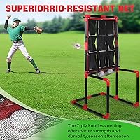 Vista 3 de Baseball Strike Zone Target for Plastic Balls Pitching Training Strike Zone Target with Pockets 3 Level Height Adjustable with Ground Nails, Carry