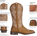 J's.o.l.e Women's Cowboy Boots Square Toe Fashion Western Cowgirl Boots Embroidered