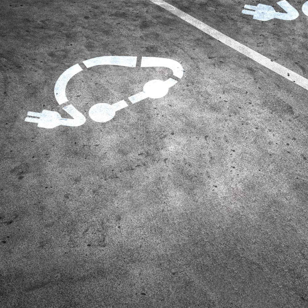 Signaletique.biz Pochoir Voiture Électrique en PVC 5 mm pour Marquage au Sol, 800 x 600 mm avec Pictogramme 600 x 300 mm