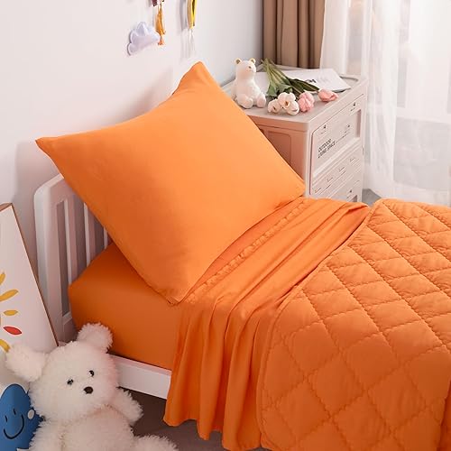 Vista 69 de NTBAY Juego de ropa de cama para niños pequeños, juego de ropa de cama suave y transpirable de 4 piezas para niños y niñas, incluye edredón