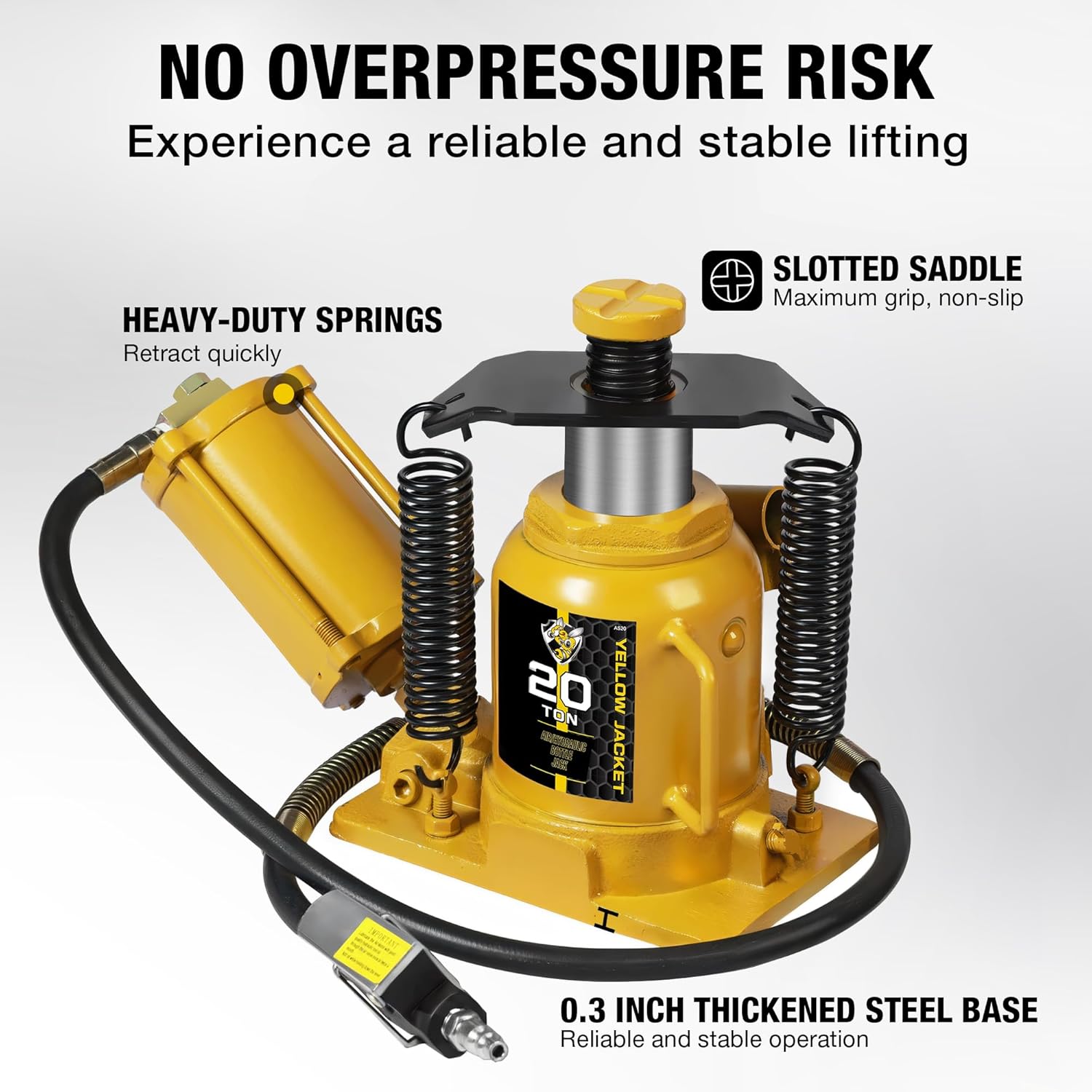 YELLOW JACKET Air Hydraulic Bottle Jack 20 Ton with Aluminum Alloy Pump and Unique Slow Release Equipment