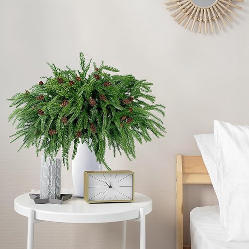 Miniatura 4 de Sggvecsy 40 ramas de pino artificiales de 13.7 pulgadas, hojas de vegetación de Navidad, agujas de pino sintético, tallos de cedro para