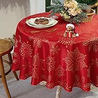 Vista 22 de MikiUp Mantel rectangular de Navidad de jacquard, mantel de tela metálica brillante con copos de nieve de Navidad, impermeable y lavable, mantel