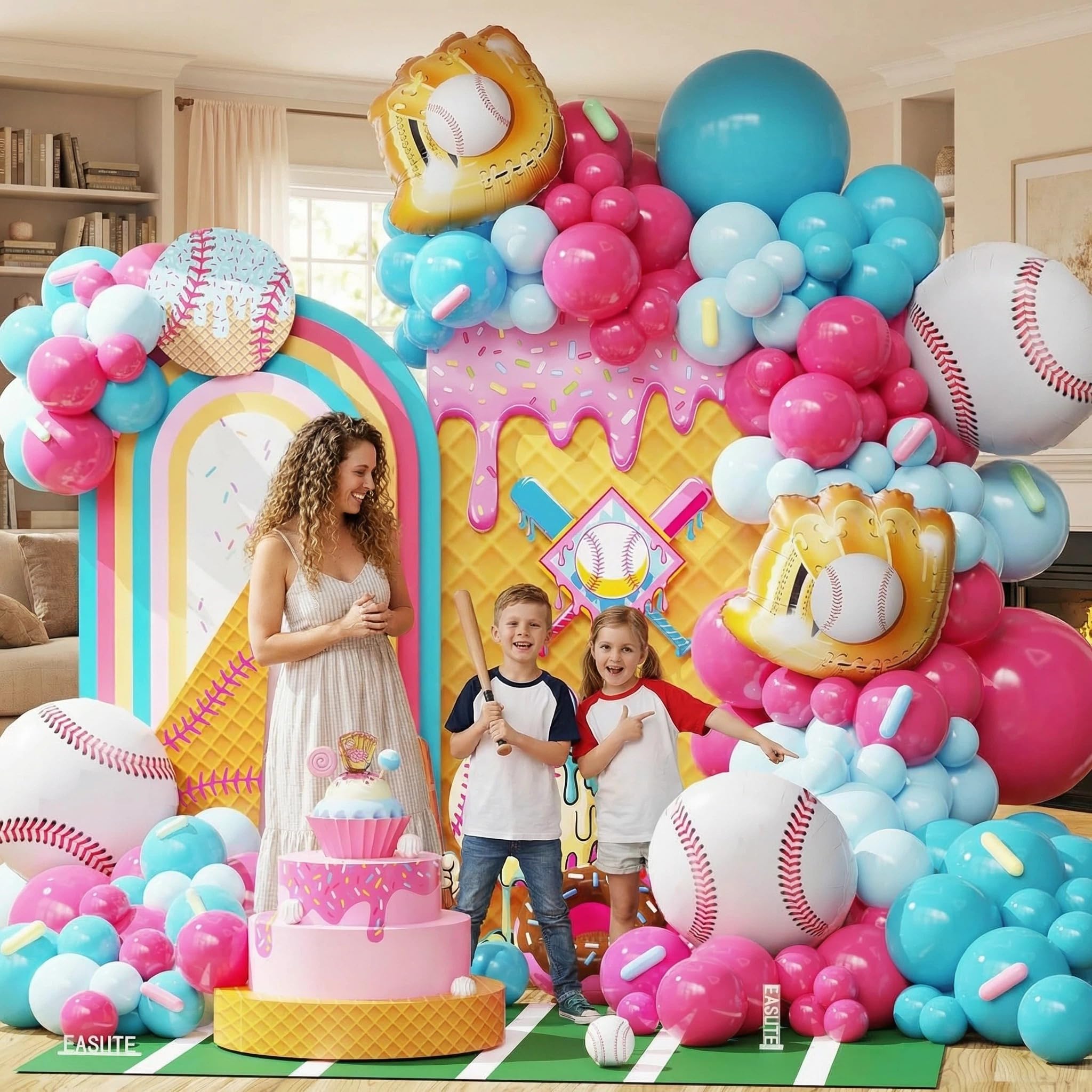 Ice Cream Drip Baseball Birthday Party Decorations, Baseball Balloon Arch