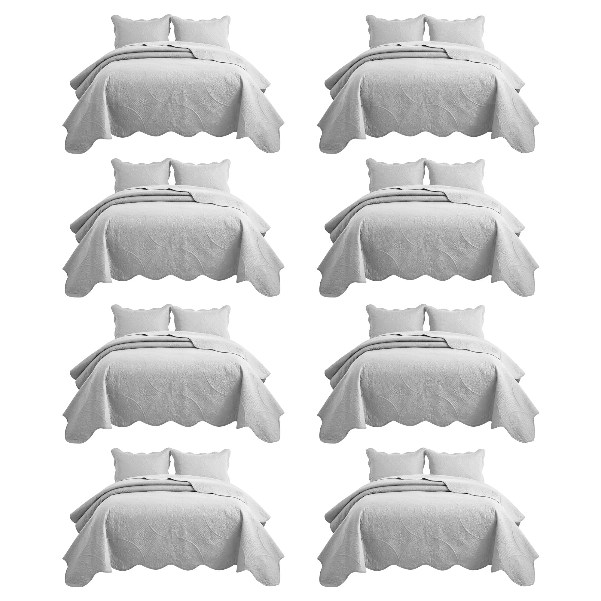 IR Imperial Rooms King Quilt Silver Floral 8 Pack for Hotel Guest Bedroom