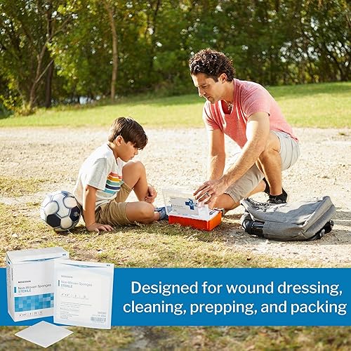 Miniatura 5 de McKesson Esponjas de gasa tejidas, estériles, 12 capas, 100% algodón, 4 x 4 pulgadas, 2 por paquete, 25 paquetes, 50 en total