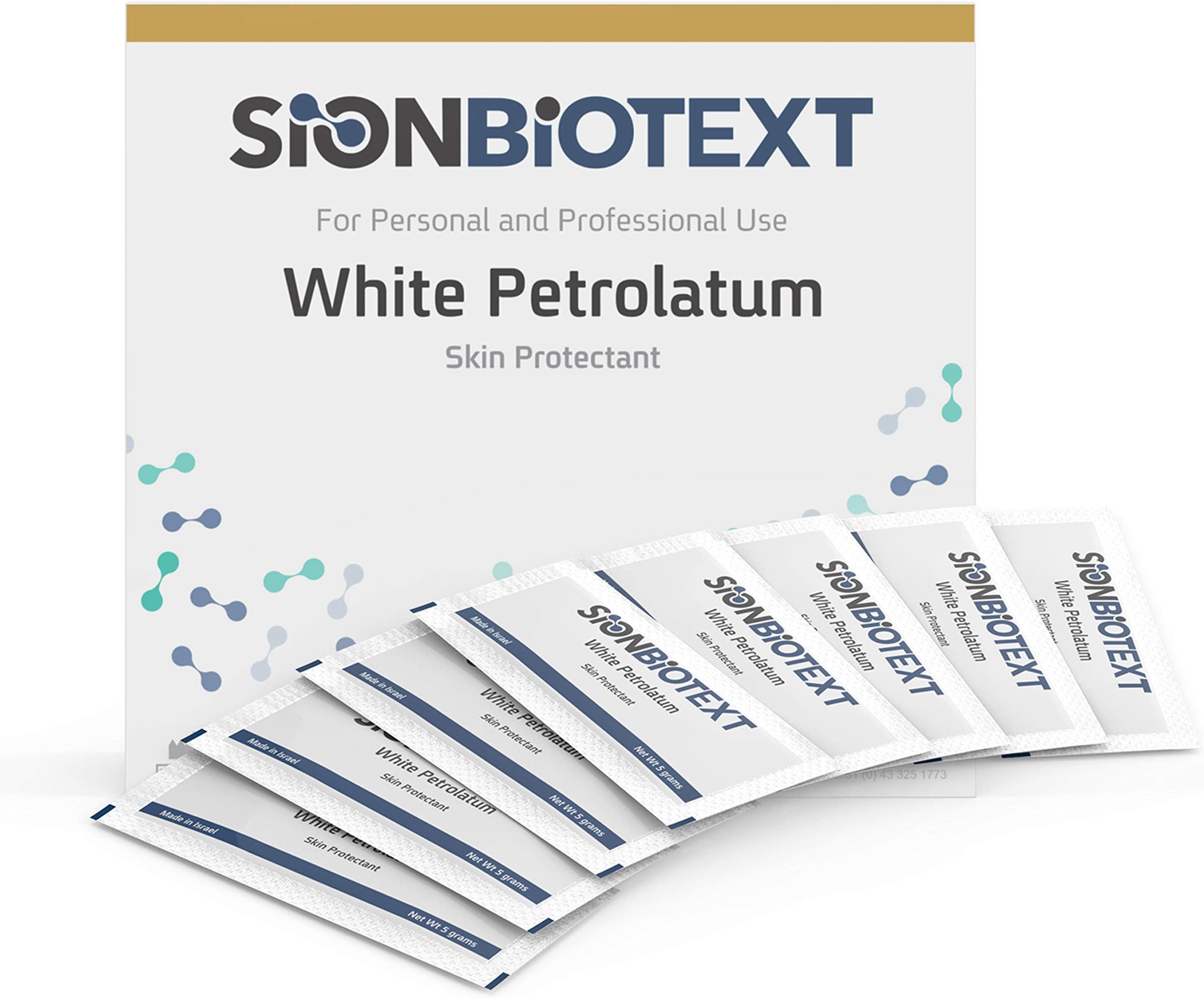 White Petrolatum Jelly by Sion Biotext - Large Value Pack - Skin Intensive Therapy, Chapped Lip Balm, Diaper Rash, Cracked Heels & Feet individual Foil Packs 0.5 Gram, 144-count
