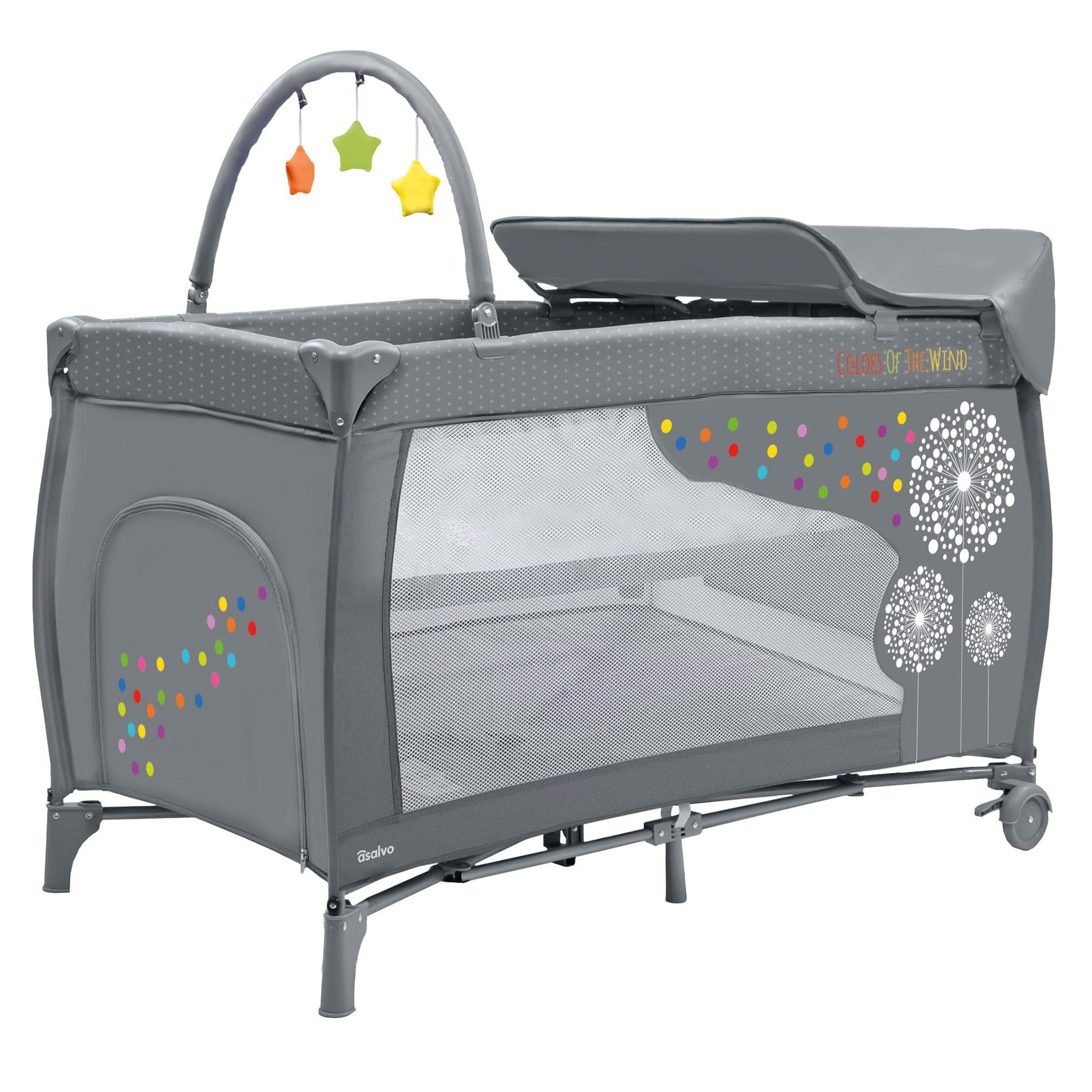 Asalvo TRAVEL COT MIX PLUS - DANDELION