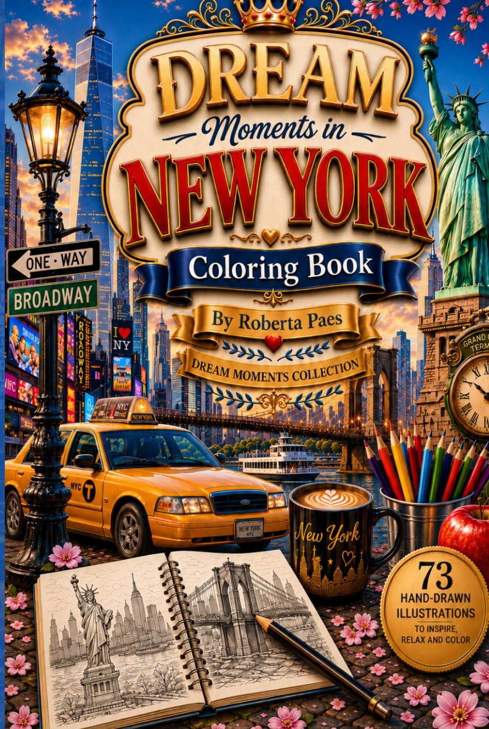 Dream Moments in New York: Coloring Book for Adults: A Beautiful New York Coloring Book Featuring Iconic Landmarks, Charming Cafés, Famous Streets, ... and Creativity (Dream Moments Collection)