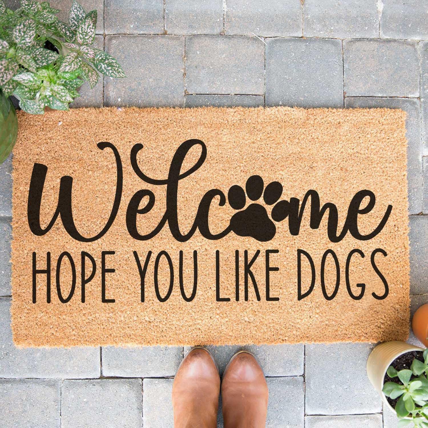 Funny Coir Doormat Grandkids And Grandpups Spoiled Here Dog Lover Welcome Front Porch Decor Mat For The Entrance Way Rugs with Heavy-Duty Backing Non Slip Outdoor Coconut Coir Doormats 30x18 inch