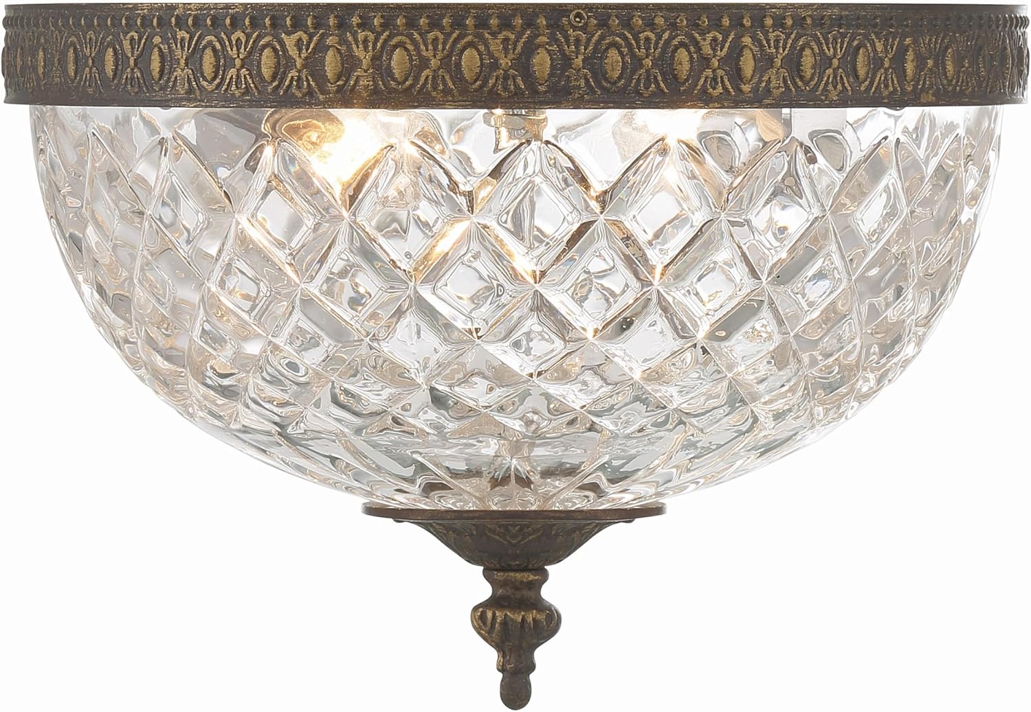 Crystorama 2 Light English Bronze Crystal Flush Mount
