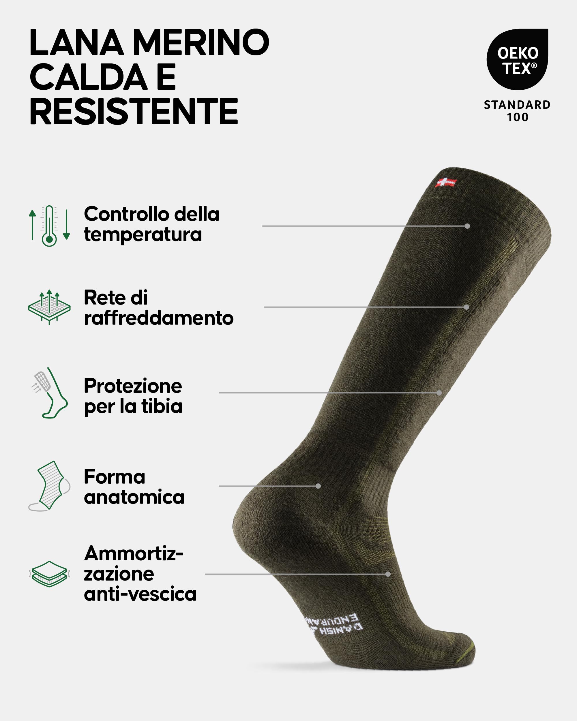 DANISH ENDURANCE Calze da Sci in Lana Merino, Termiche, Tecniche e Traspiranti, Uomo e Donna