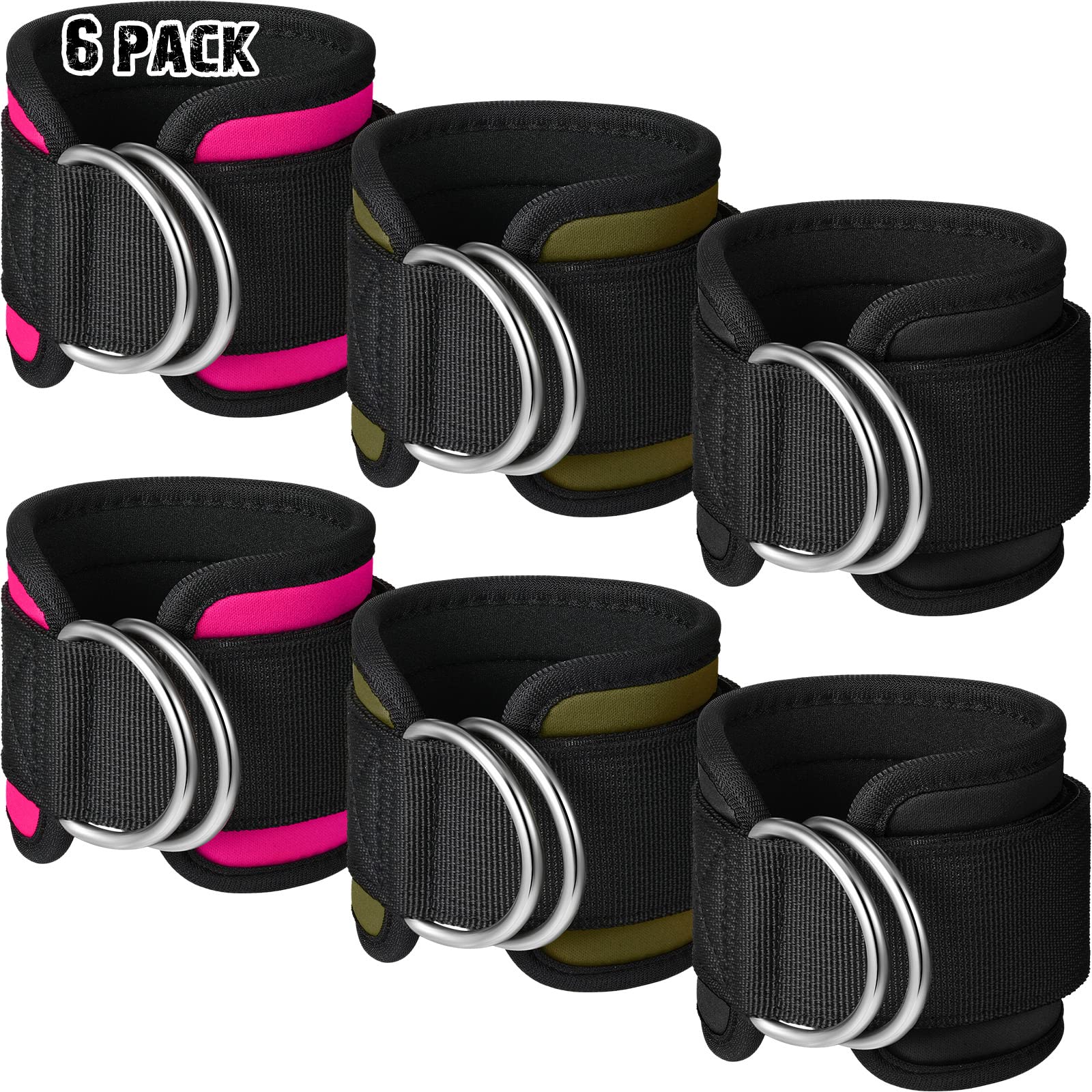 Buy Yunsailing 6 Pieces Gym Ankle Straps in 3 Colors for Cable Machines