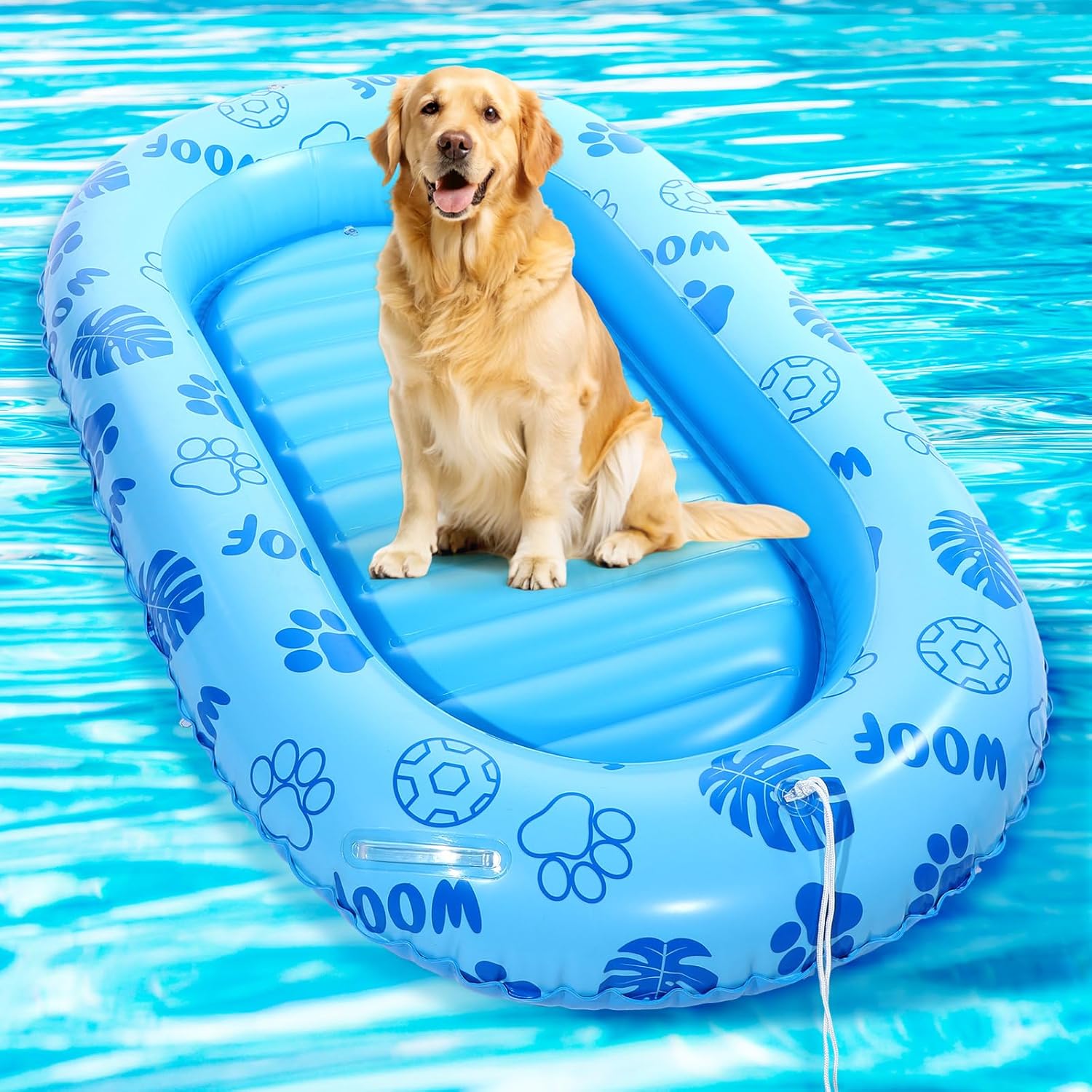 JellyArch Dog Float for Pool with Handle and Rope,59 x 35 Inch Dog Pool Float for Small Medium and Large Dogs,Inflatable Foldable Summer Pet Raft Swimming or Lake Water Games,Hold up to 150 Pounds