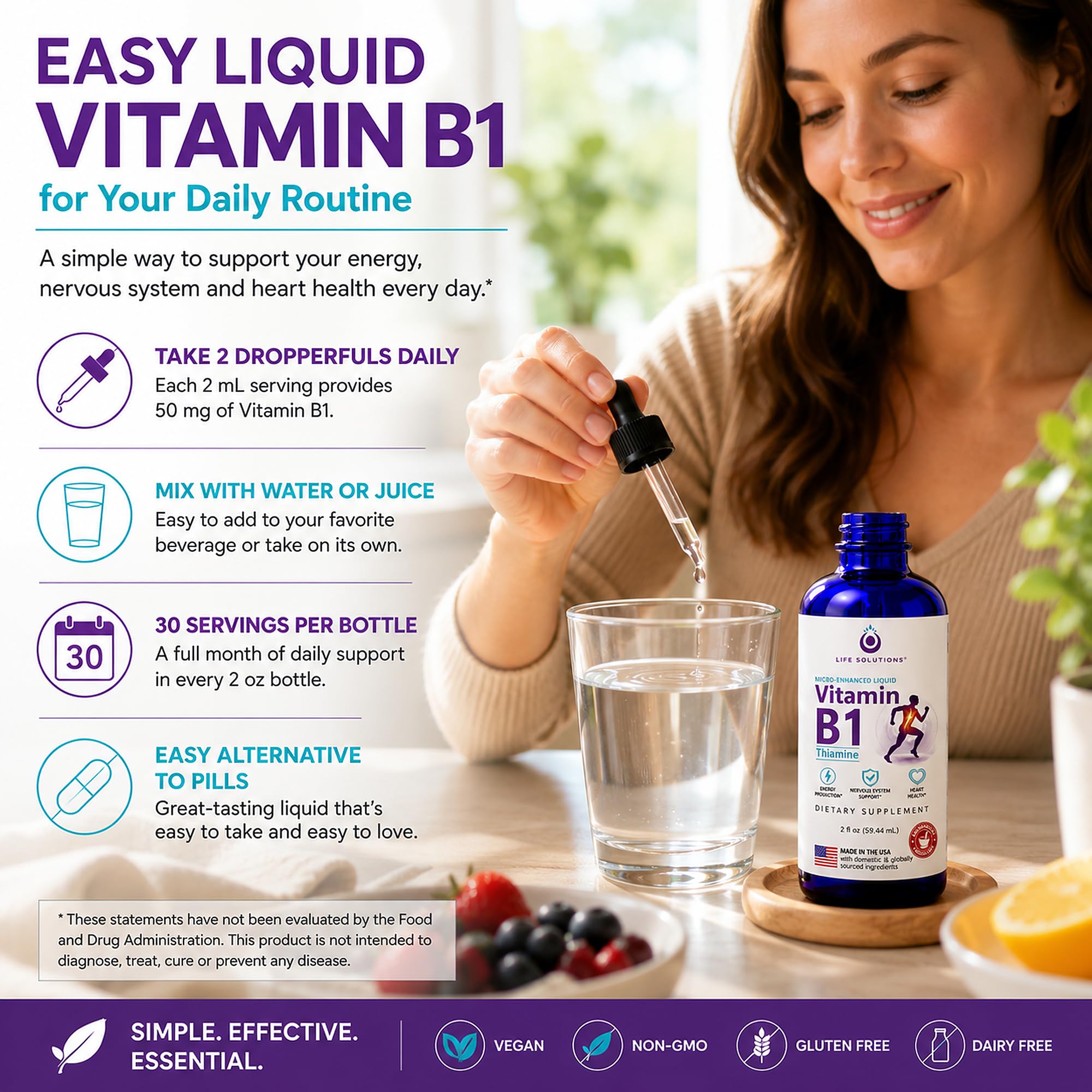Liquid Vitamin B1 Drops, 50 mg Thiamine HCl Supplement, 30 Servings, 2 oz — Amazon image 4