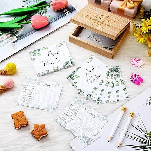 Miniatura 4 de 50 tarjetas de consejos para bebés, libro de invitados para baby shower, tarjeta de consejos alternativos para niño y niña con caja de recuerdos,