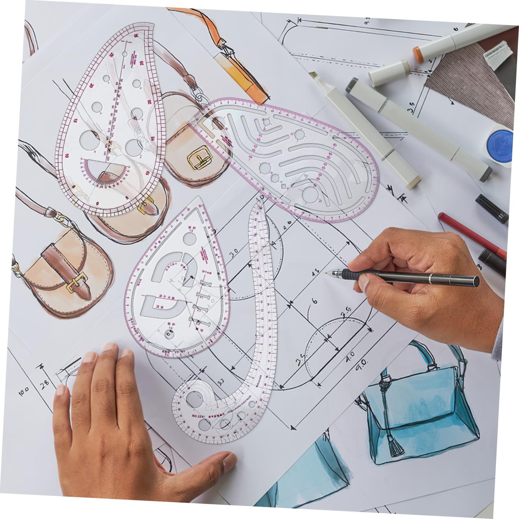 HAPINARY 1 Set Clothing Proofing Ruler Measuring Tape Sewing Gauge Curved Ruler Tailor Sewing Rulers Tailor Rulers Clothing Ruler Sleeve Ruler Clothing Set Plastic Student Precision