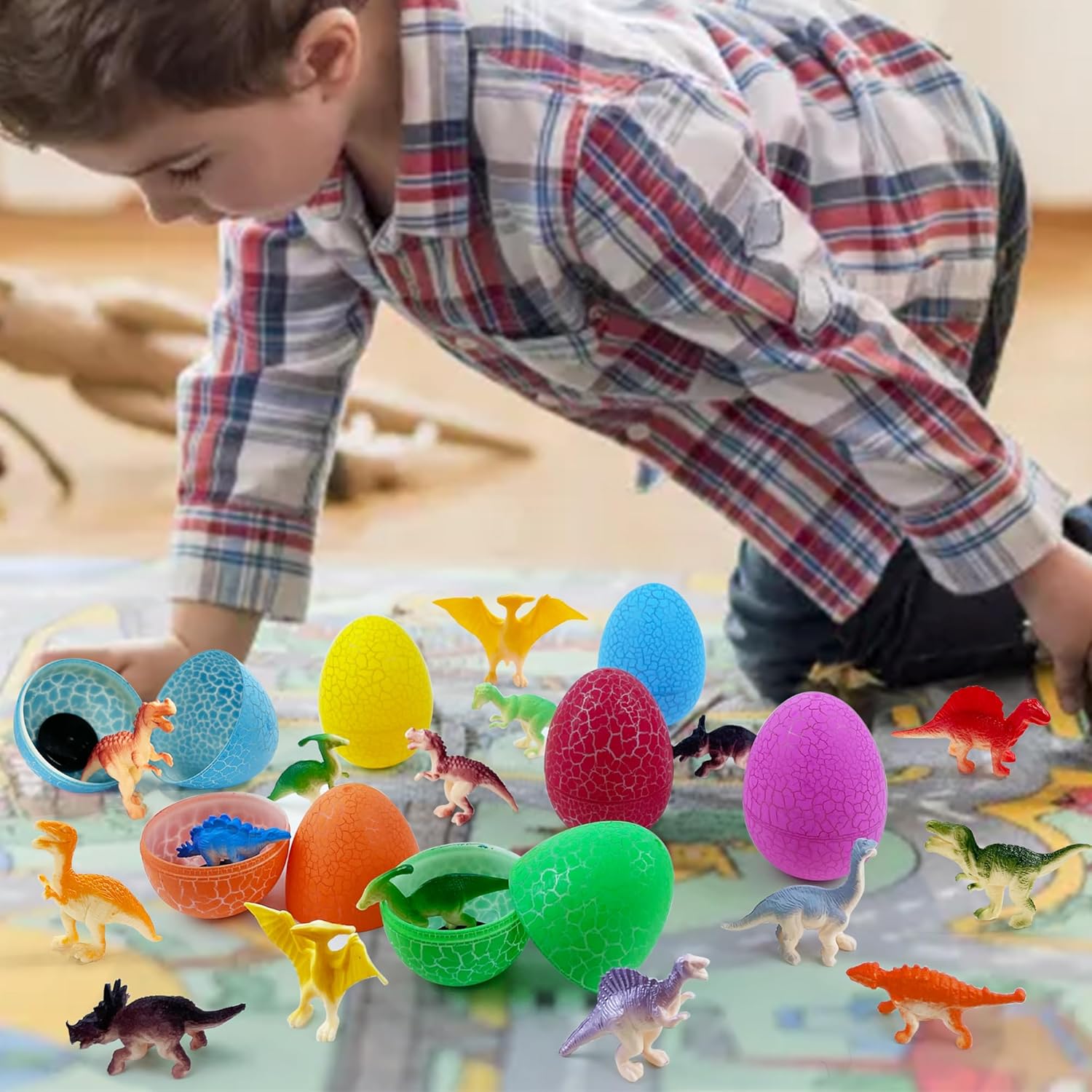 XIPEGPA 18Set Dinosaur Eggs with Mini Dinosaur Figures Goodie Bag Stuffers Easter Eggs and Birthday Party