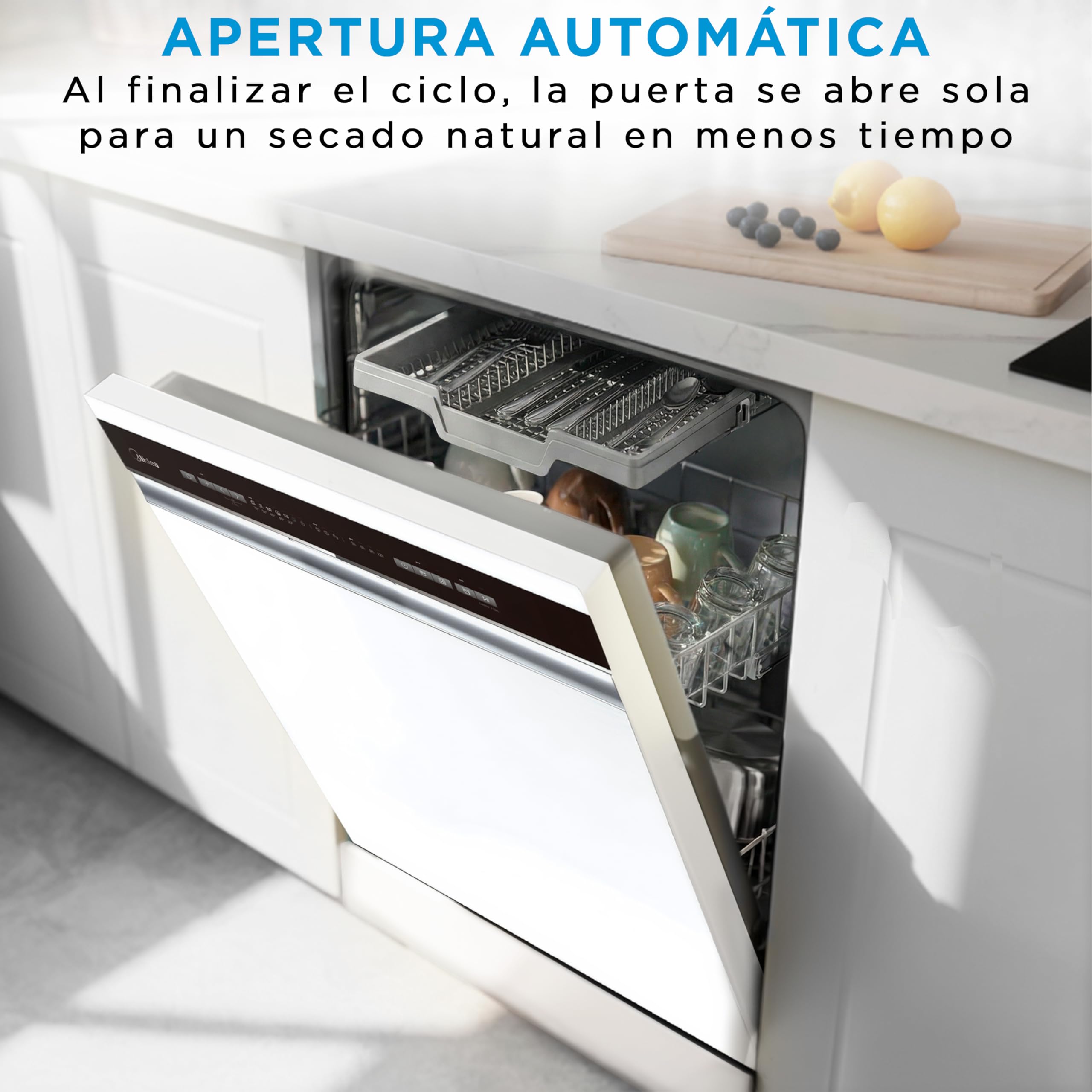 Midea Lavavajillas 60 cm+++ Blanco para 14 servicios - Lavaplatos libre instalación - Compacto con 10 Programas de Lavado integrable - Filtro Antibacterias y Programación Horaria Nuevo Modelo — view 9