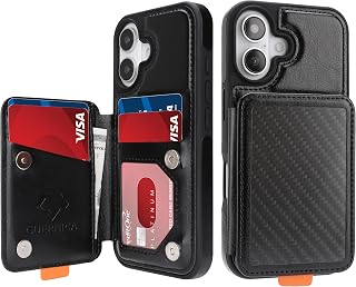 GUERNICA for iPhone 17 (6.1") Case Wallet with Card Holder, RFID Blocking Leather Protection, Shockproof Women Men Phone Case for Apple 17, A - Black