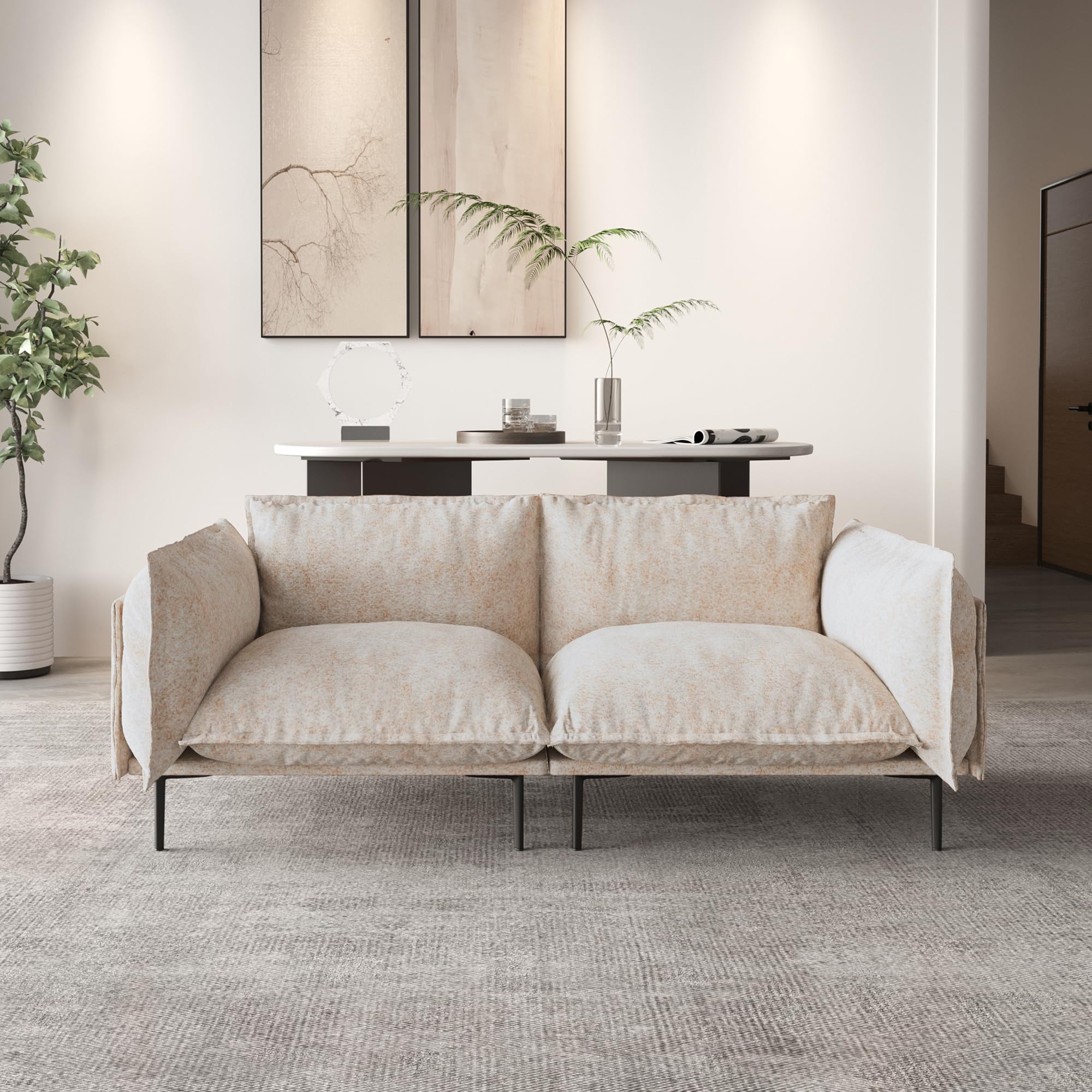 WJShome Velvet Modular Sectional Couch, 74" Loveseat Cloud Couch with Deep Seat Sofa, 2-Seater Sofa with Removable Cushions for Livingroom with 8"