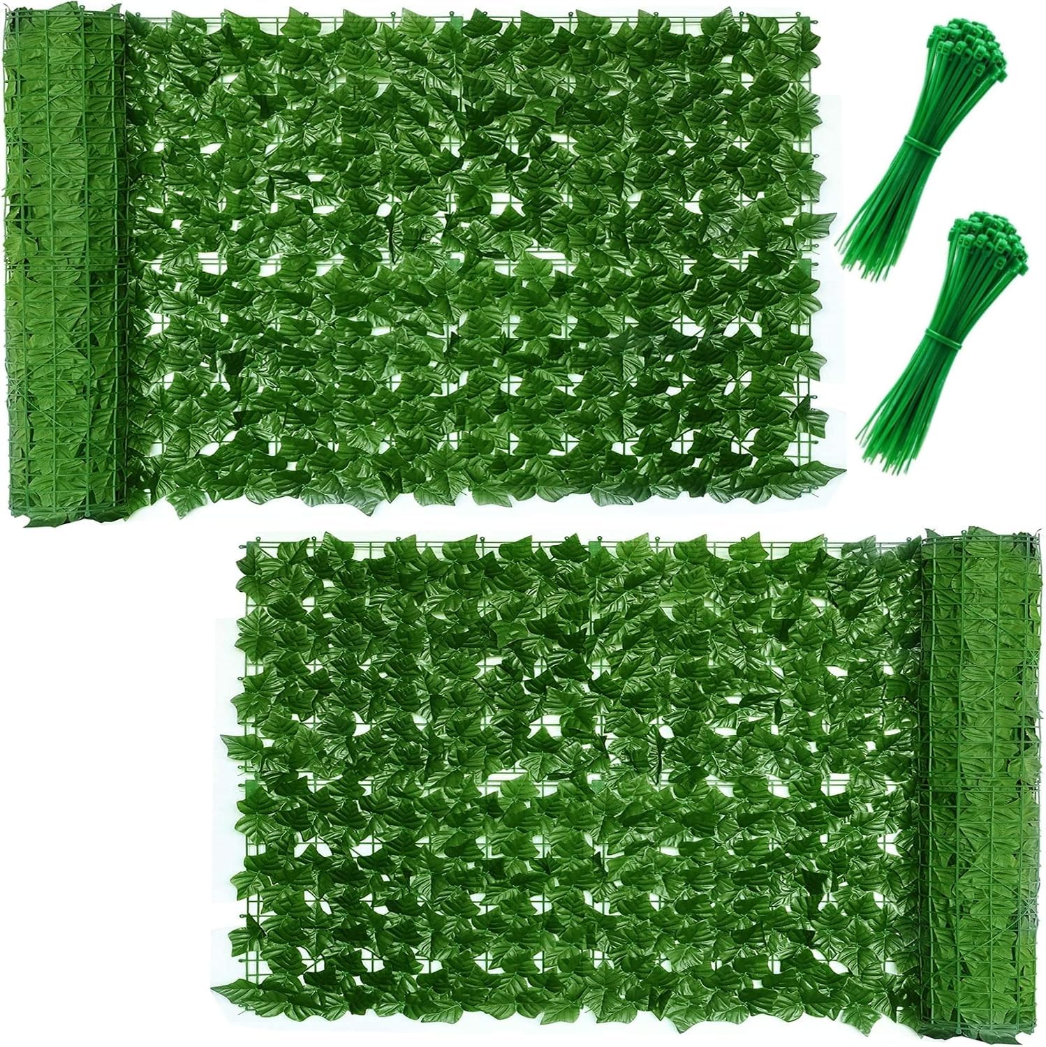 Künstlicher Efeu-Zaun, 2 Rollen x 3 x 0,5 m, Gartenzaun, Efeu-Spalier, künstliche Blätter, Zaun, Sichtschutzzaun, künstliche Pflanzen-Wandpaneele, künstliche Hecke, Efeu-Zaunpaneele