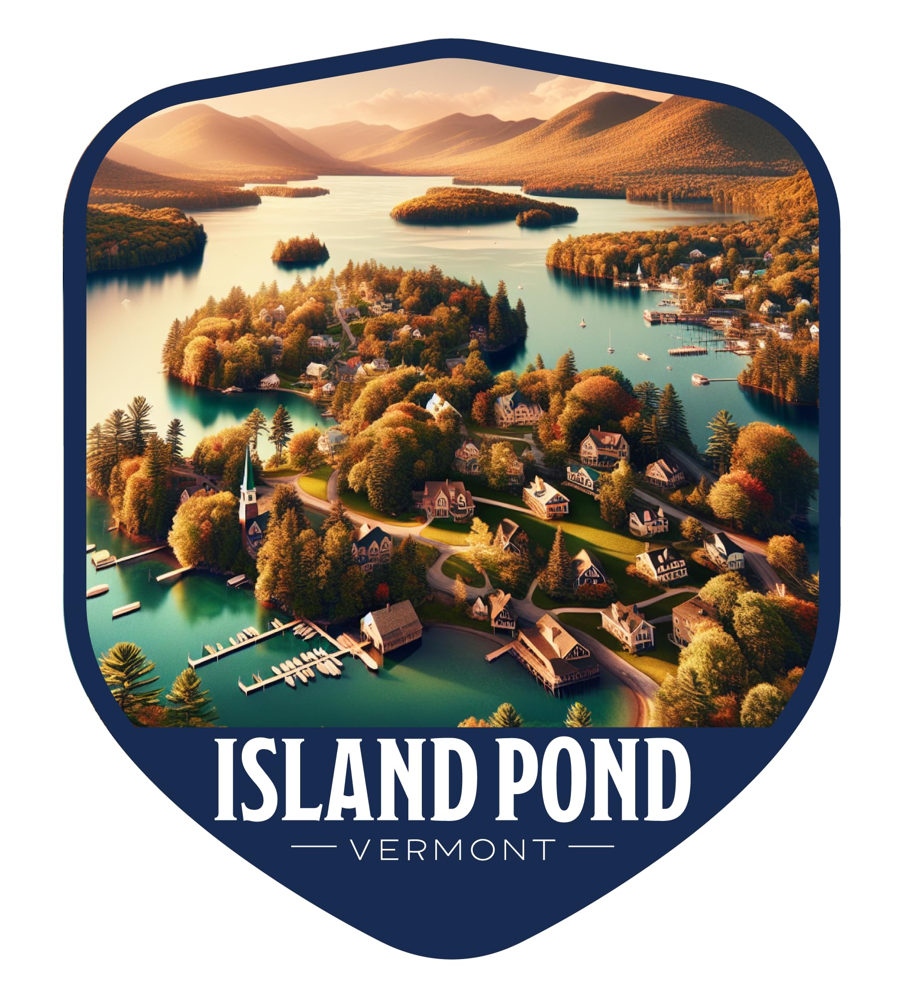Island Pond Vermont Vintage Shield Badge Souvenir - 6-Inch Vinyl Magnet