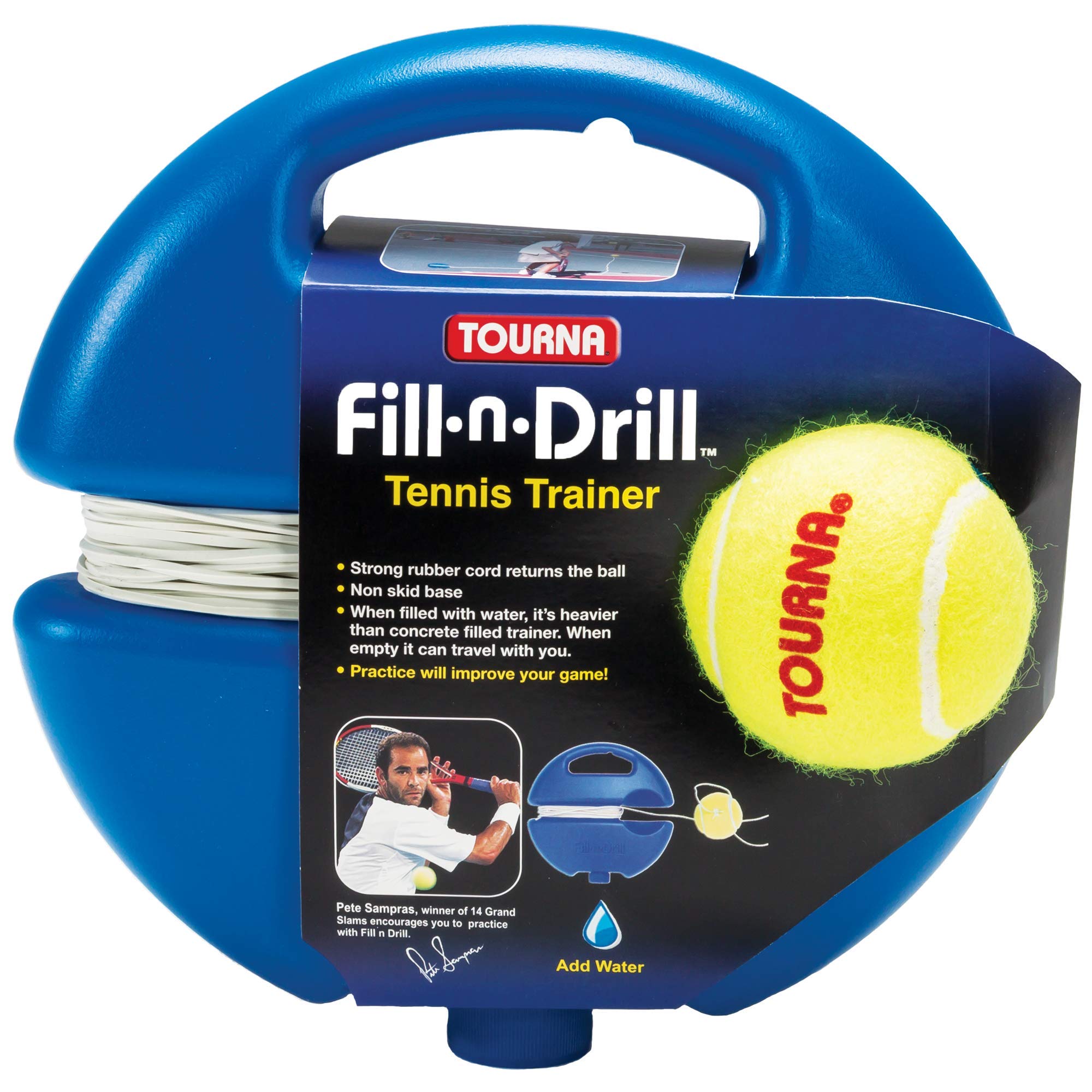 Tourna Fill & Drill Tennis Trainer, Base con Corda legata a Pallina da Tennis, per Allenamento