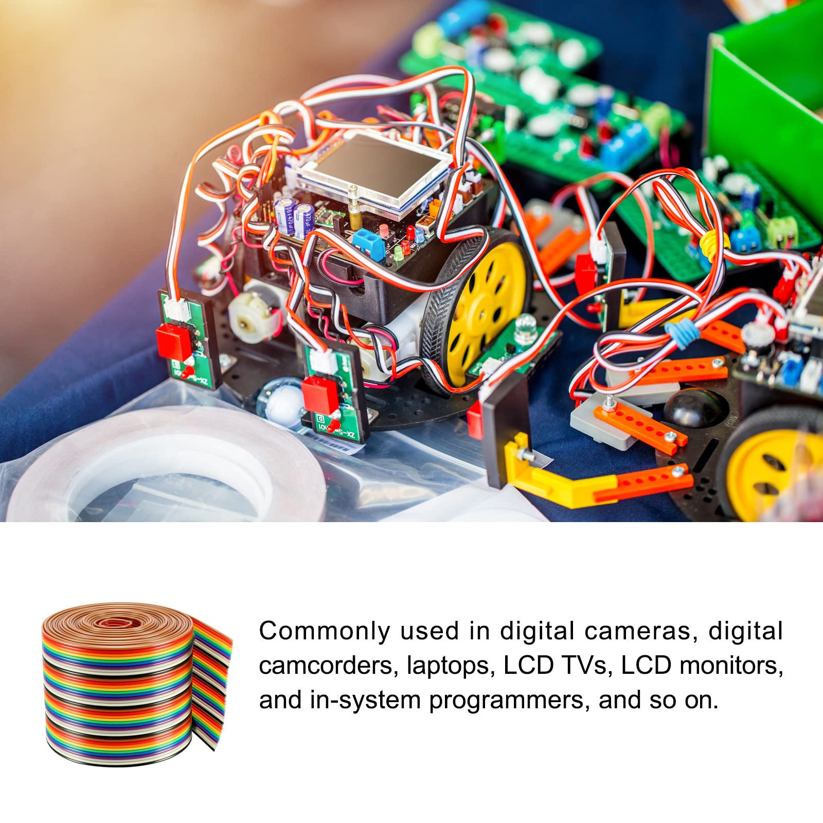 1M 3.3ft 40 Way 40 Pin Flat Color Rainbow Ribbon Cavo IDC - Foto 7