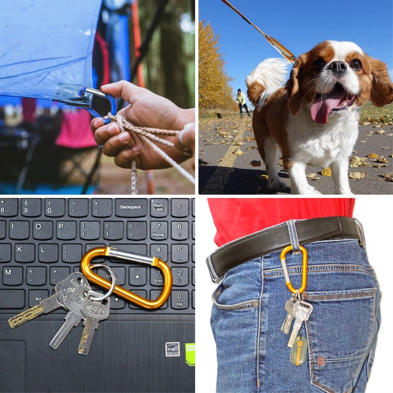 Święto Dziękczynienia Wschodniego， 10-pak karabińczyków z niklowanymi brelokami Mini, mały aluminiowy uchwyt na klucze Akcesoria zewnętrzne Hak do plecaka D-Shape Bot
