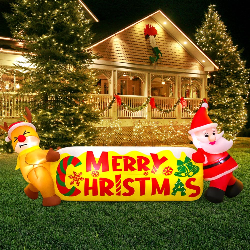 Décorations de Noël gonflables pour jardin avec éclairage LED