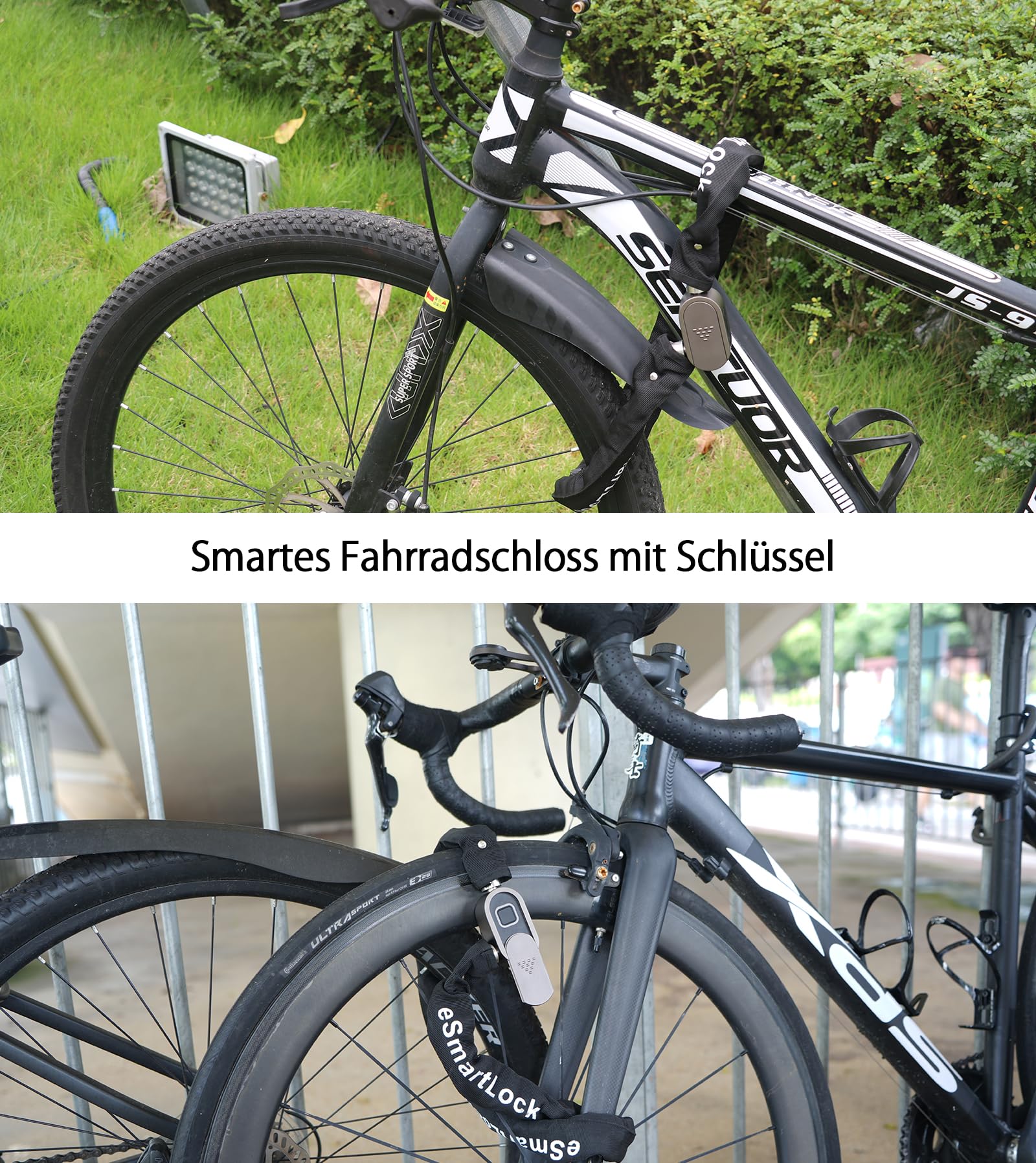 Candado de cadena para bicicleta con llave eLinkSmart impermeable Bluetooth App Bike Lock (100 cm de longitud 8 mm de diámetro) para bicicleta, scooter, moto, portón
