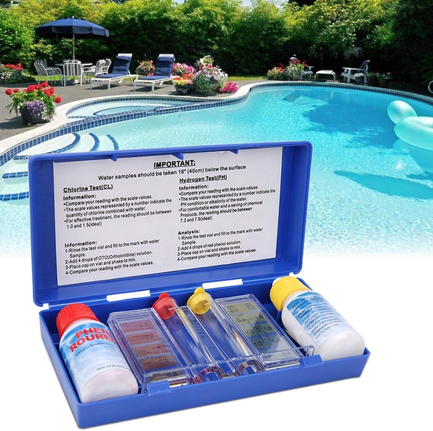 Water Quality Test Kit Swimming Pool Tester Testing Box for Swimming Pools Spas Test