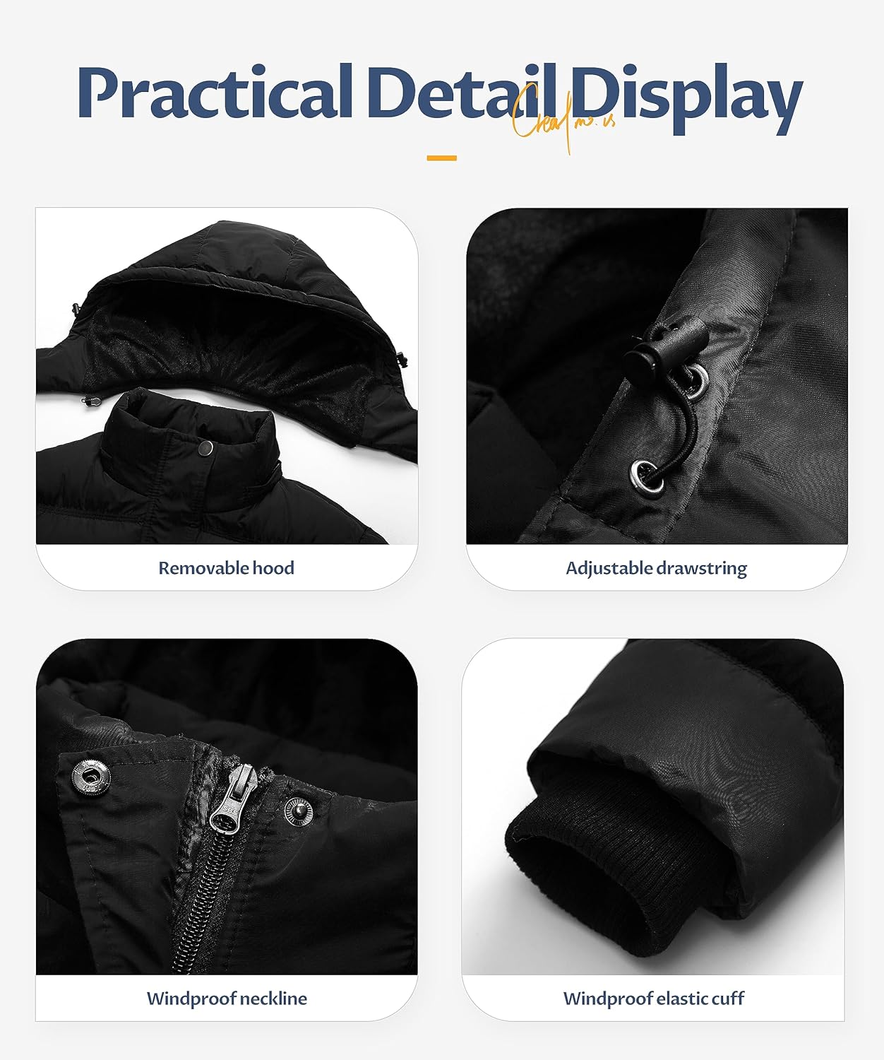 CREATMO US Women's Warm Winter Coat Waterproof Ski Jacket Padded Puffy Overcoat With Detachable Hood - Image 5